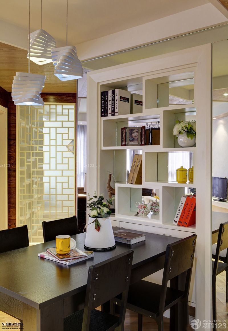 最新简约餐厅现代博古架隔断装修效果图大全2025