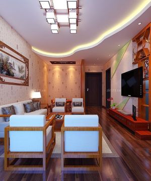 中式家庭客厅现代博古架隔断装修设计图片
