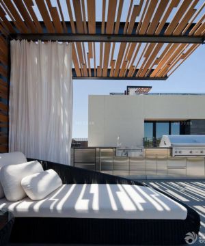 露天阳台美式沙发床设计效果图片