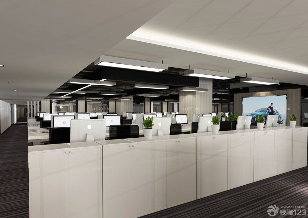 现代办公室装修风格风水植物摆放效果图片