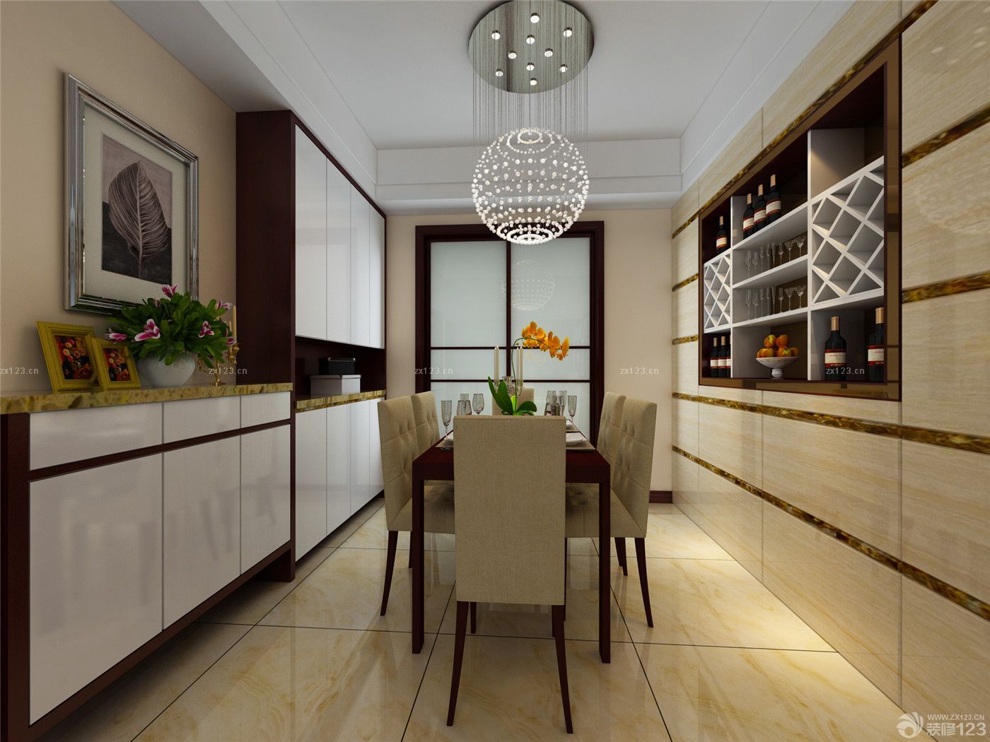 2020餐厅入墙酒柜设计图片_设计456装修效果图