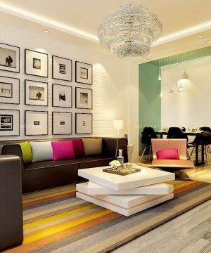 2025客厅条纹地毯设计图片