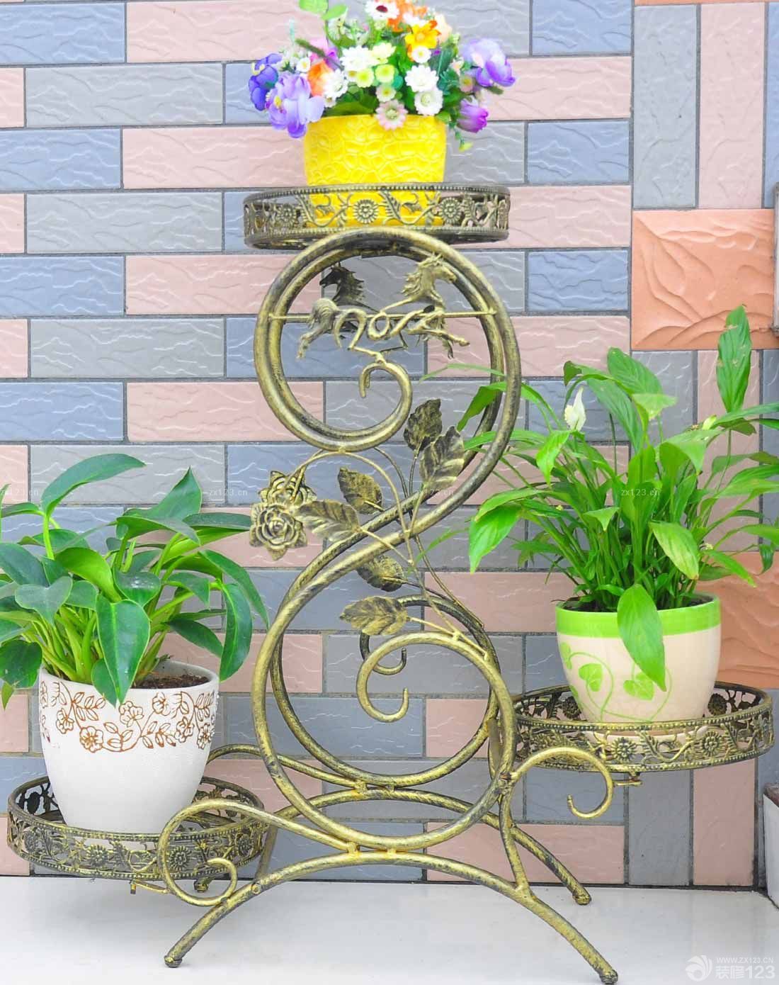 阳台装饰铁艺花架装修图片欣赏