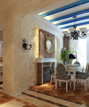 地中海风格小户型厨房客厅隔断设计图