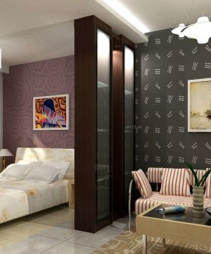 现代风格小户型客厅卧室一体装修效果图