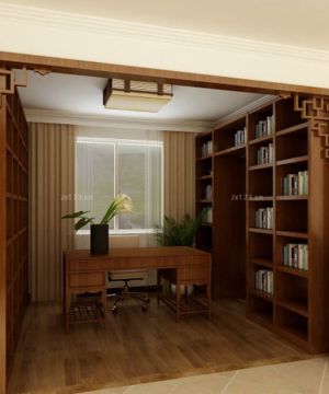 中式经典书房实木书柜设计图片大全