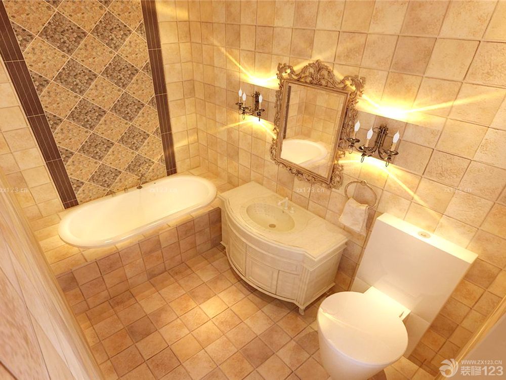 最新家庭卫生间瓷砖卫浴装修样板间