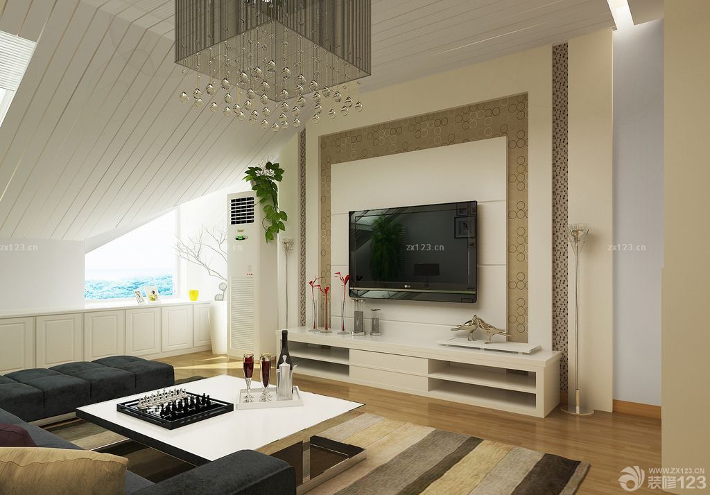 2025最新个性现代风格斜顶客厅装修案例