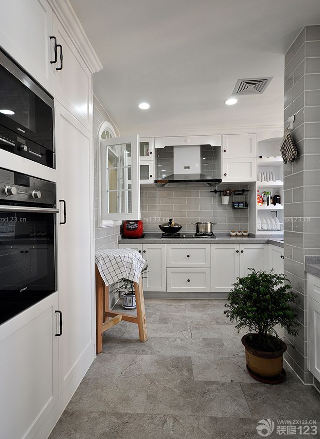 2023家装厨房简约风格石材地面设计图 