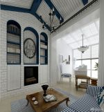 最新清新自然地中海风格斜顶客厅装修样板2025