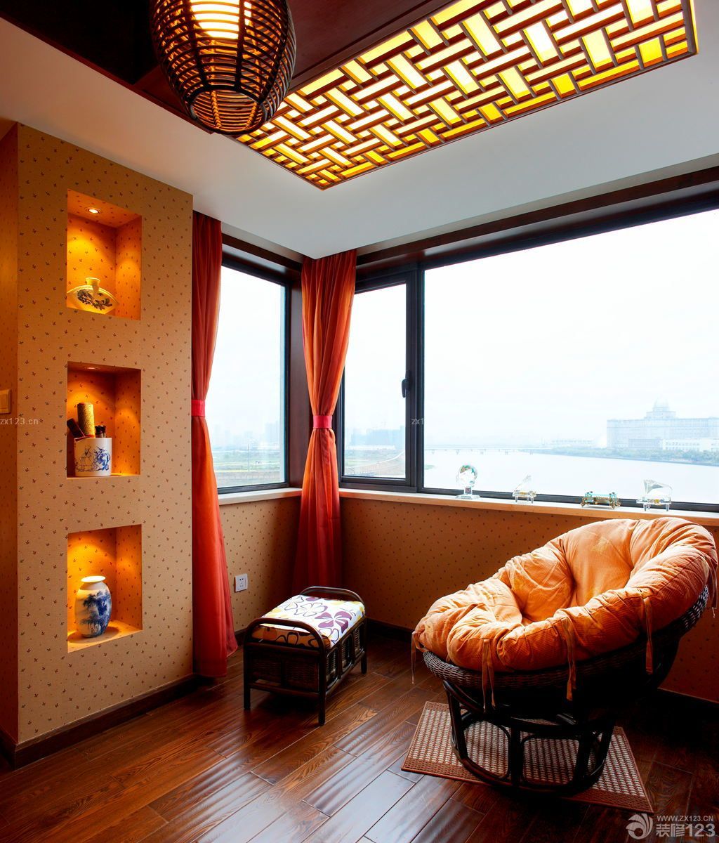 新中式阳台柜子装修效果图