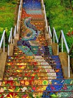 公园现代个性艺术室外楼梯装修设计效果图片大全