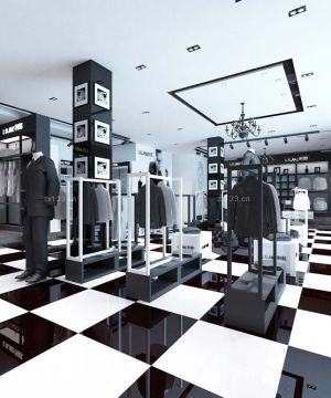 黑白系男装店面装修效果图