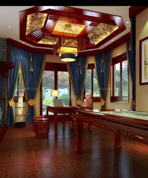 奢华维也纳森林别墅中式书房装修案例大全