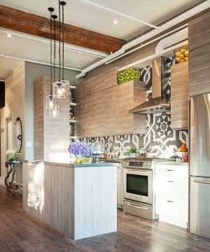 美式阳光房斜顶阁楼厨房装修设计图片欣赏2020