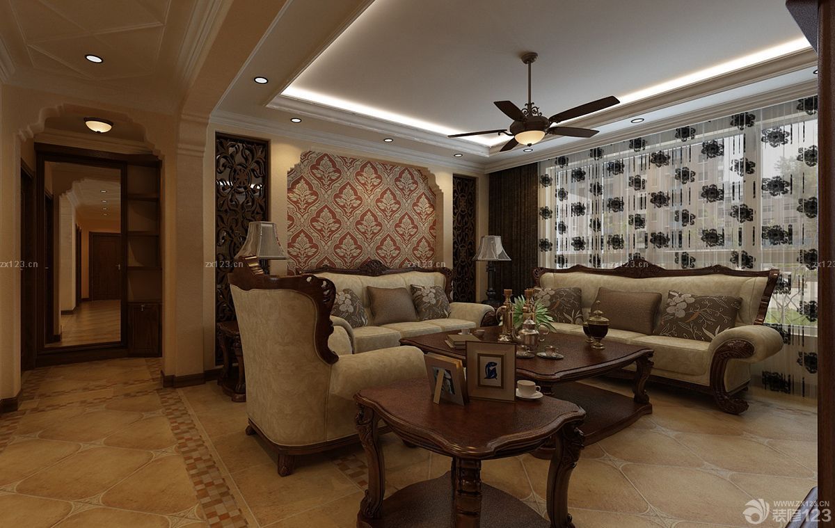 2025美式田园沙发布艺沙发装修效果图片