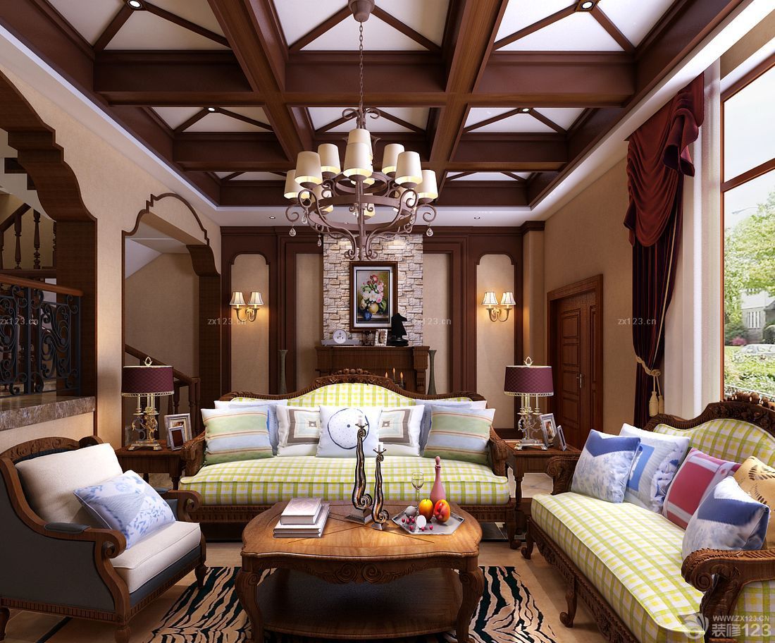 2025美式田园沙发布艺沙发设计效果图片