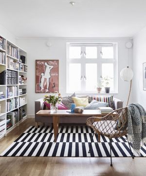 最新北欧风格客厅地毯铺贴效果图片欣赏