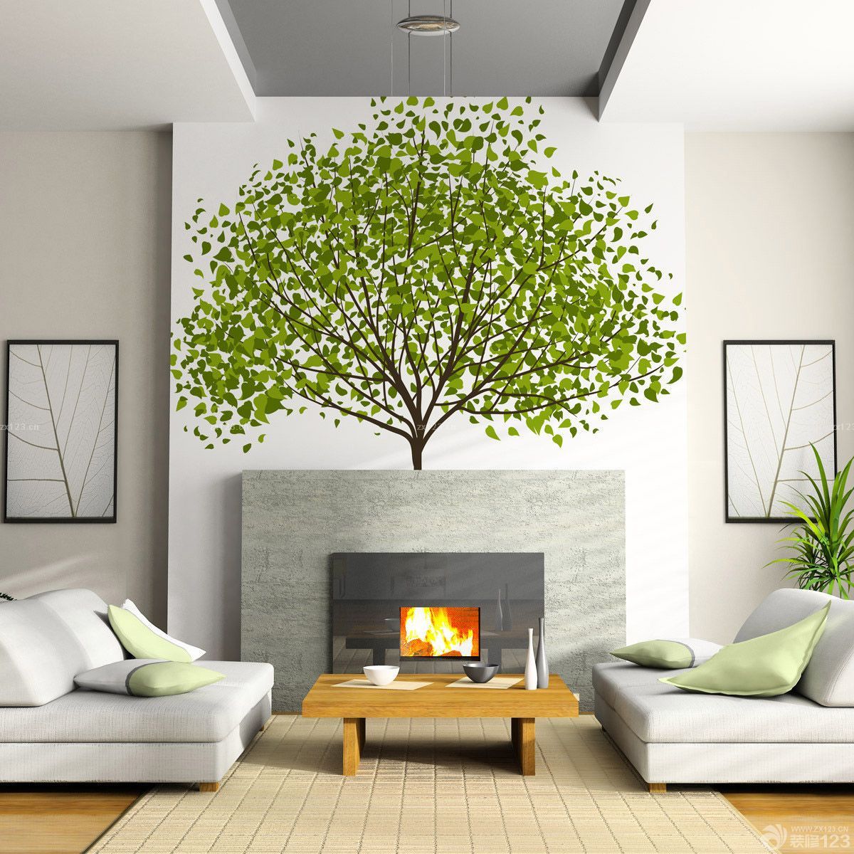 2025最新中空客厅壁画图片