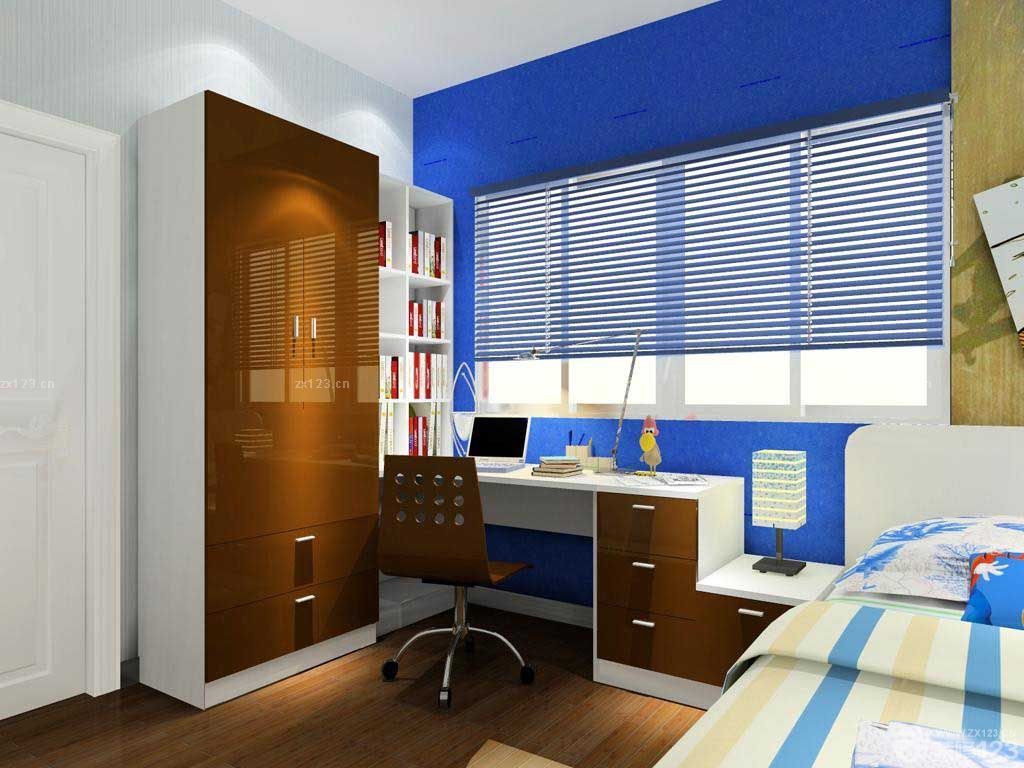 2025小男孩儿童书桌书柜组合装修设计效果图赏析