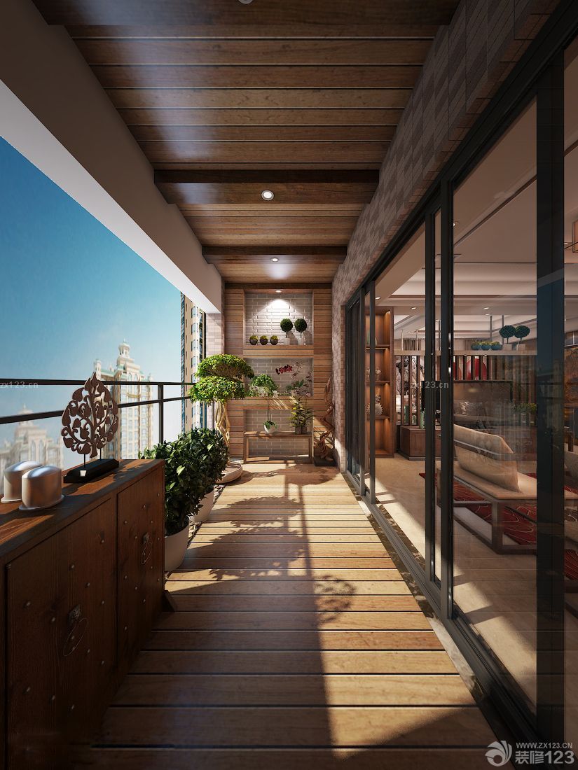 2025简欧风格别墅封闭式阳台装修效果图片