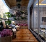 2025最新美式复古封闭式阳台家具装修效果图