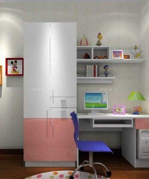 最新简约风格儿童书桌书柜组合装修设计图赏析