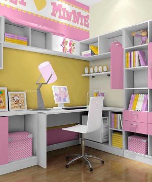 女儿童书桌书柜组合装修设计效果图片赏析