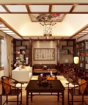 会客厅仿古博古架装修样板大全2025