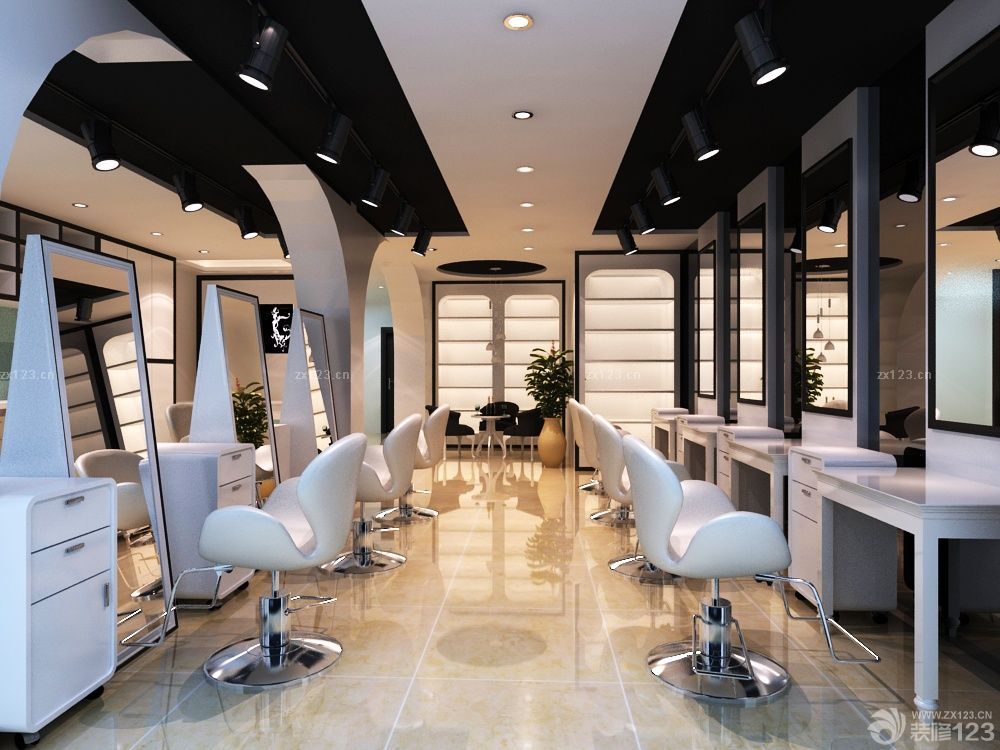 2020最新现代风格美发店装修案例图_设计456装修效果图