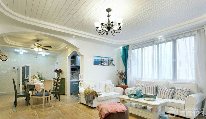 家装客厅地面全抛釉瓷砖设计图片