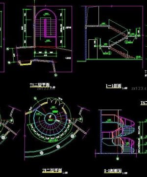 CAD旋转楼梯平面图设计