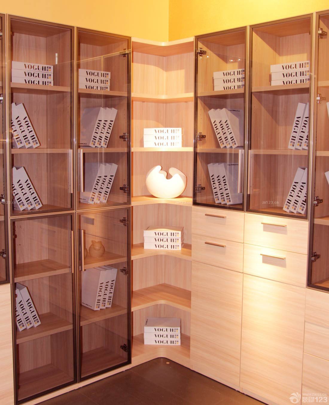 2025最新简约风格拐角书柜设计效果图