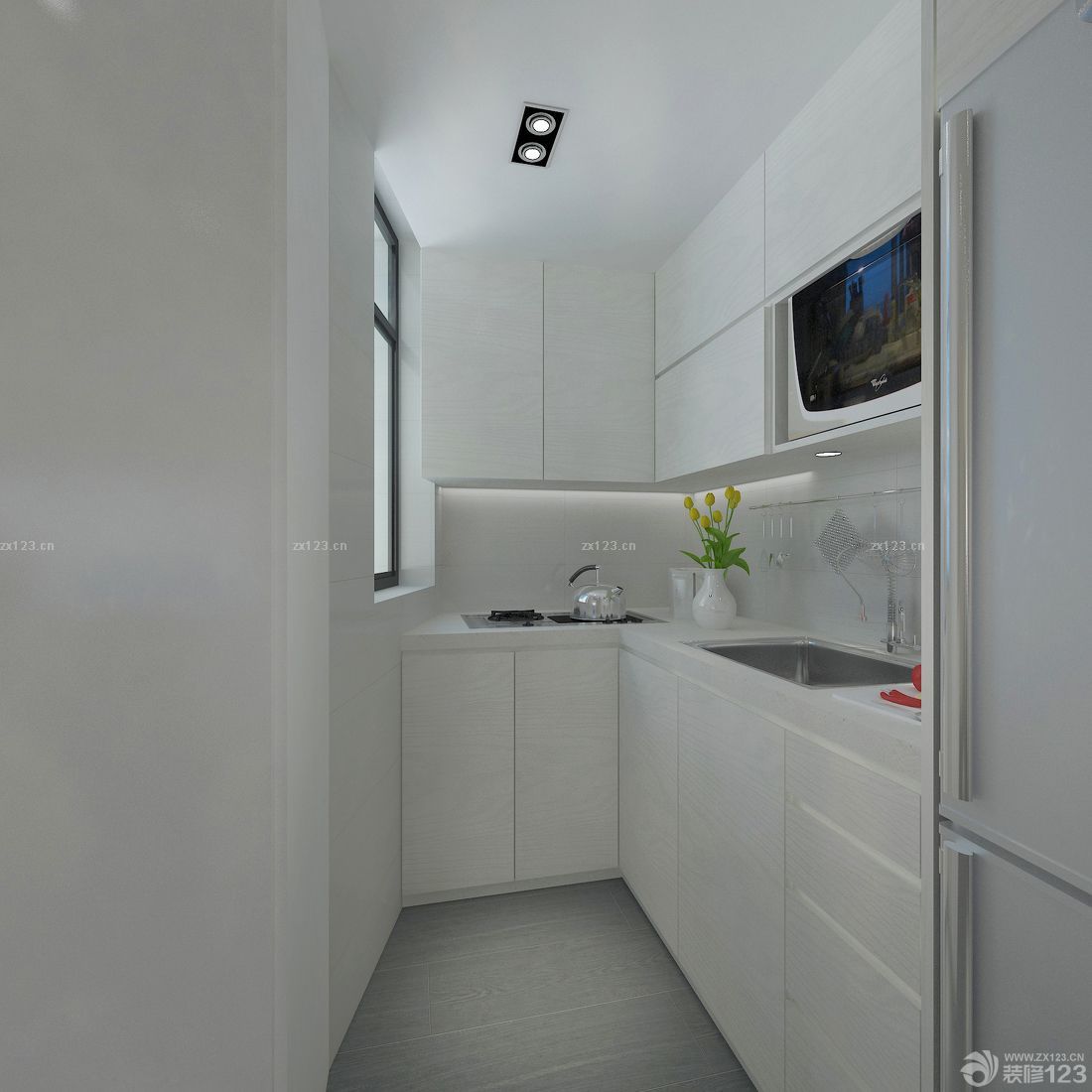 现代简约一室一厅房屋大理石橱柜设计图