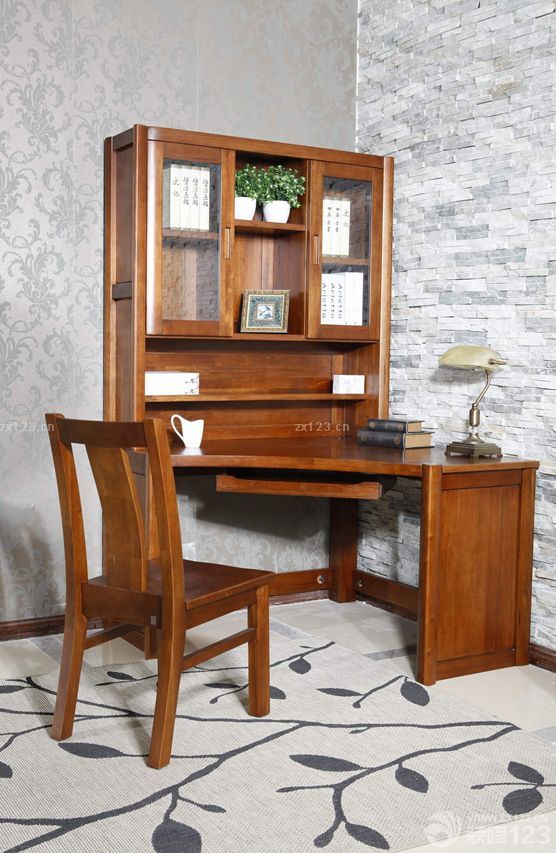 2025新中式家具拐角书柜设计效果图片
