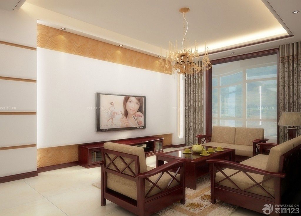 小客厅双叶实木家具设计图片大全