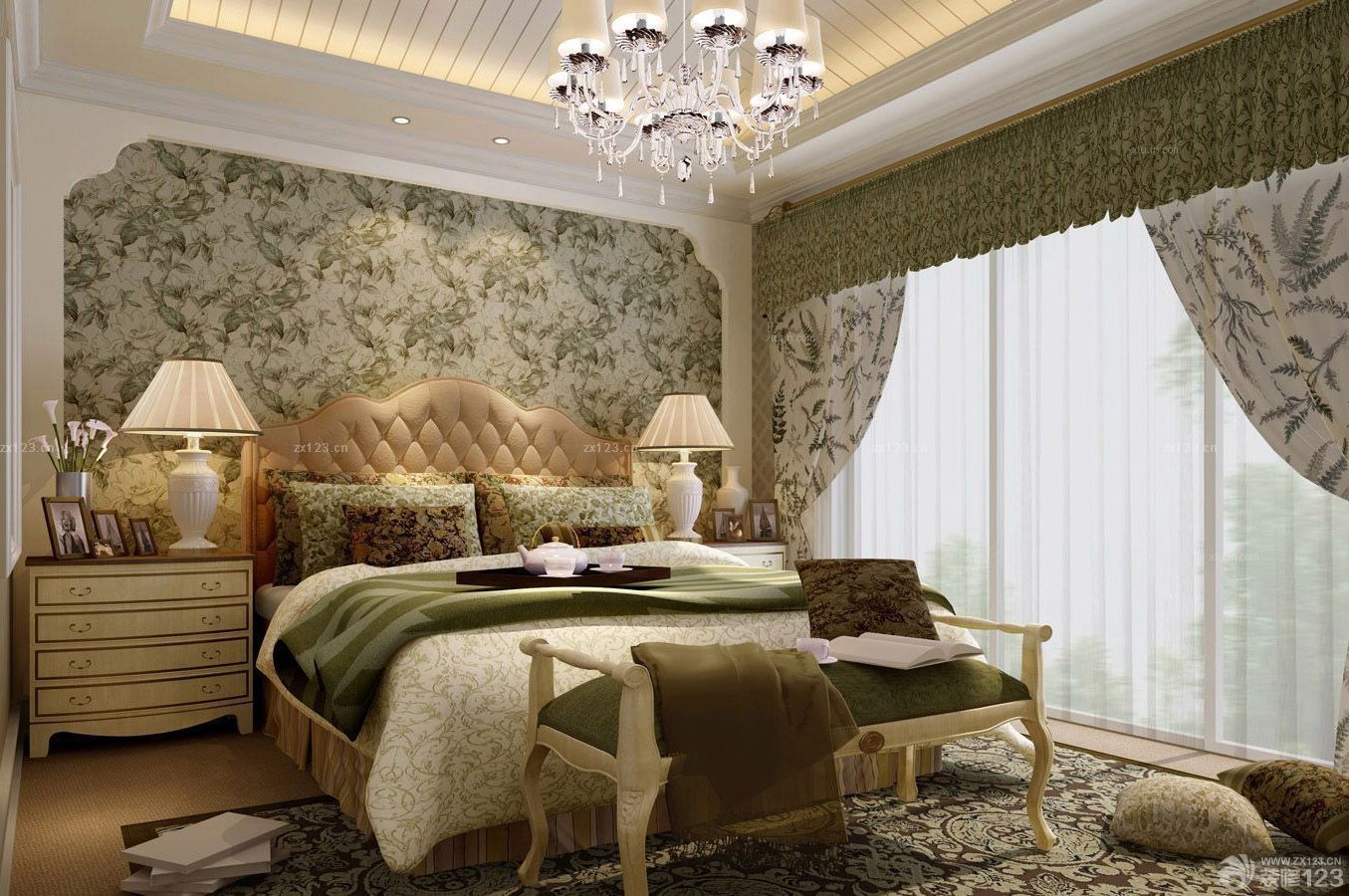 错层卧室墙面壁纸设计图片