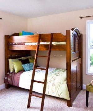 48平米小户型实木高低床设计图片
