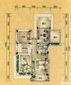 最新农村双拼小别墅户型图带露天阳台设计效果图