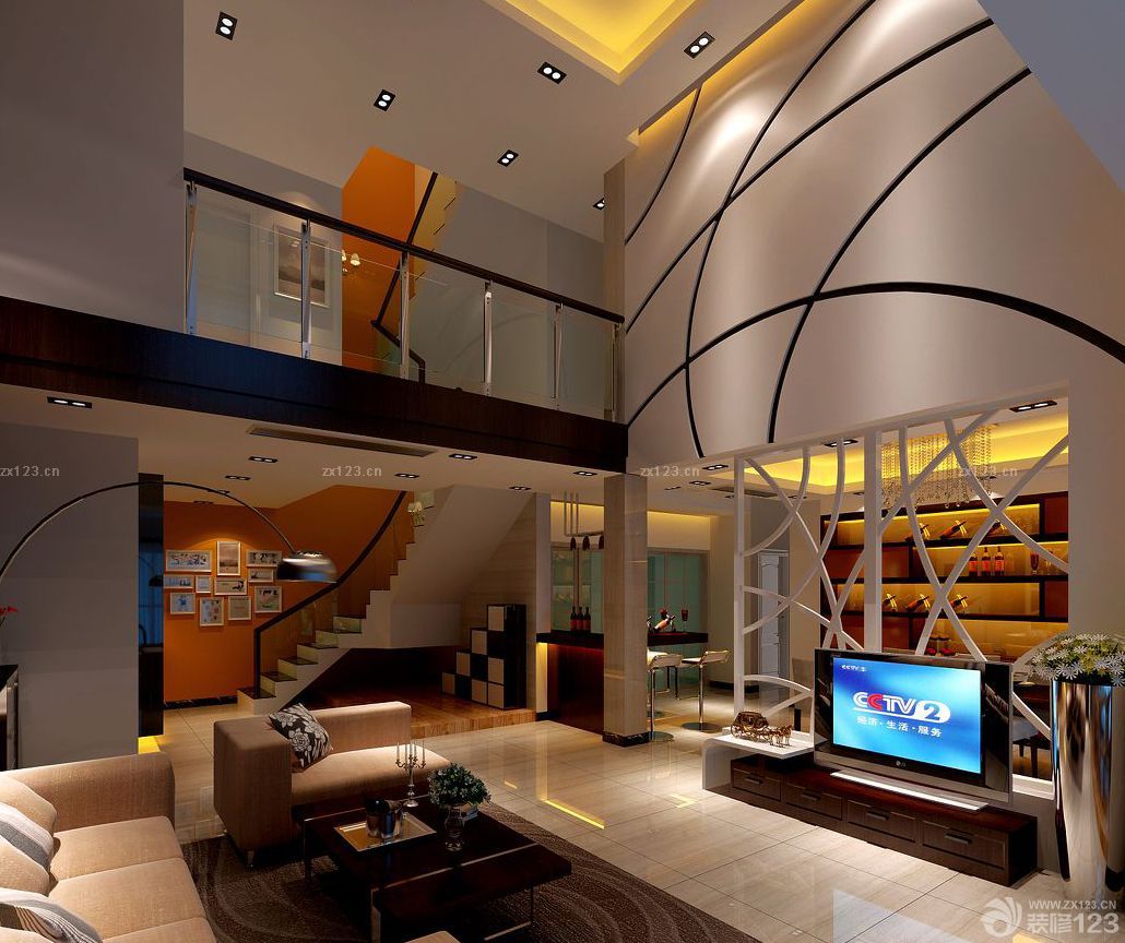 2025最新中空客厅雕花板背景墙设计图片