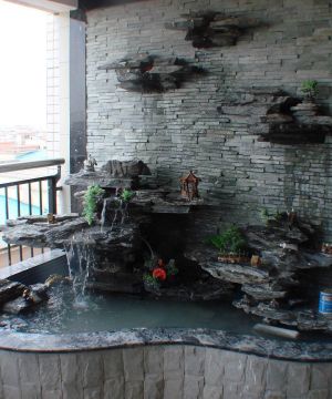 大户型客厅阳台室内假山流水喷泉效果图欣赏