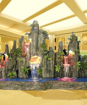 餐厅室内假山流水喷泉效果图欣赏