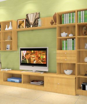 2023最新组合电视柜绿色背景墙装修效果图