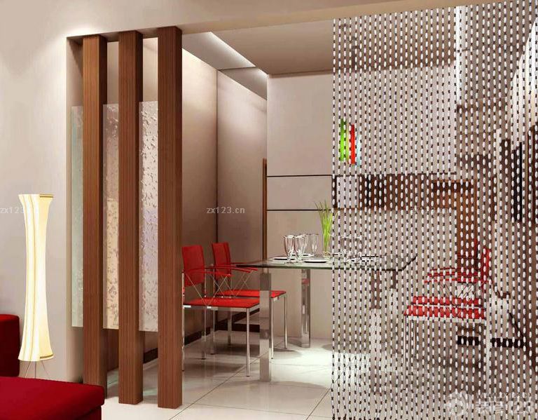 2025现代家居客厅珠帘隔断装修效果图