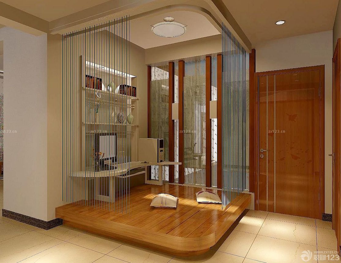 2025现代家装客厅珠帘隔断装修效果图