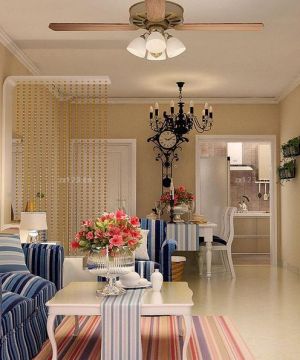 地中海风格客厅珠帘隔断设计效果图片