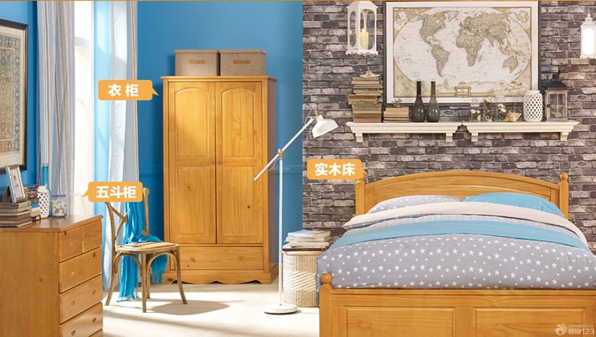 欧式实木双门衣柜装修效果图欣赏