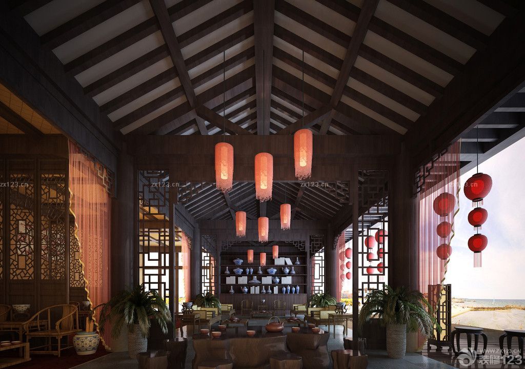 2025茶楼装修设计茶楼大厅装修实景图