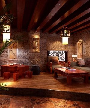 2025最新茶楼装修设计实木桌椅装修效果图