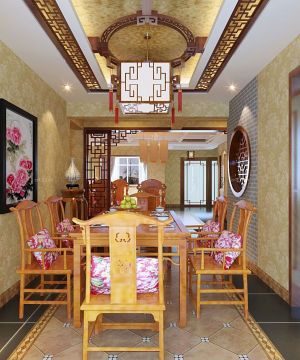 2025经典家装餐厅雕花吊顶设计效果图